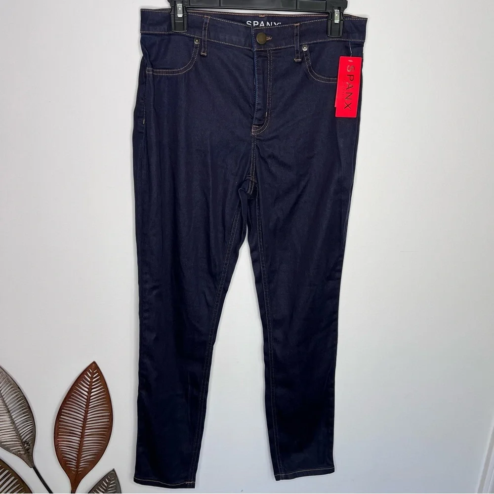 NWT SPANX Slim-X Ankle Jeans Zip Jeggings Midnight Rinse Dark‎ Wash Indigo A28
